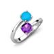 5 - Jianna 6.00 mm Cushion Amethyst and Round Turquoise 2 Stone Promise Ring 