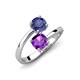 5 - Jianna 6.00 mm Cushion Amethyst and Round Iolite 2 Stone Promise Ring 