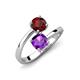 5 - Jianna 6.00 mm Cushion Amethyst and Round Red Garnet 2 Stone Promise Ring 