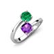 5 - Jianna 6.00 mm Cushion Amethyst and Round Emerald 2 Stone Promise Ring 