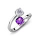 5 - Jianna 6.00 mm Cushion Amethyst and Round White Sapphire 2 Stone Promise Ring 