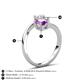 6 - Jianna 6.00 mm Cushion Amethyst and Round White Sapphire 2 Stone Promise Ring 
