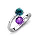 5 - Jianna 6.00 mm Cushion Amethyst and Round Blue Diamond 2 Stone Promise Ring 
