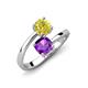 5 - Jianna 6.00 mm Cushion Amethyst and Round Yellow Diamond 2 Stone Promise Ring 