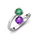 5 - Jianna 6.00 mm Cushion Amethyst and Round Lab Created Alexandrite 2 Stone Promise Ring 