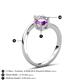 6 - Jianna 6.00 mm Cushion Amethyst and IGI Certified Round Lab Grown Diamond 2 Stone Promise Ring 
