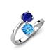 5 - Jianna 6.00 mm Cushion Blue Topaz and Round Blue Sapphire 2 Stone Promise Ring 
