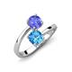 5 - Jianna 6.00 mm Cushion Blue Topaz and Round Tanzanite 2 Stone Promise Ring 