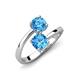 5 - Jianna 6.00 mm Cushion and Round Blue Topaz 2 Stone Promise Ring 