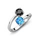 5 - Jianna 6.00 mm Cushion Blue Topaz and Round Black Diamond 2 Stone Promise Ring 