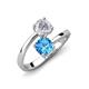 5 - Jianna 6.00 mm Cushion Blue Topaz and Round White Sapphire 2 Stone Promise Ring 