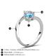6 - Jianna 6.00 mm Cushion Blue Topaz and IGI Certified Round Lab Grown Diamond 2 Stone Promise Ring 