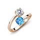 5 - Jianna 6.00 mm Cushion Blue Topaz and IGI Certified Round Lab Grown Diamond 2 Stone Promise Ring 