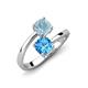 5 - Jianna 6.00 mm Cushion Blue Topaz and Round Aquamarine 2 Stone Promise Ring 