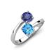 5 - Jianna 6.00 mm Cushion Blue Topaz and Round Iolite 2 Stone Promise Ring 