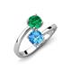 5 - Jianna 6.00 mm Cushion Blue Topaz and Round Emerald 2 Stone Promise Ring 