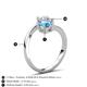 6 - Jianna 6.00 mm Cushion Blue Topaz and Round White Sapphire 2 Stone Promise Ring 