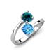 5 - Jianna 6.00 mm Cushion Blue Topaz and Round Blue Diamond 2 Stone Promise Ring 