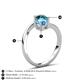6 - Jianna 6.00 mm Cushion Blue Topaz and Round Blue Diamond 2 Stone Promise Ring 
