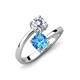 5 - Jianna 6.00 mm Cushion Blue Topaz and Round Forever Brilliant Moissanite 2 Stone Promise Ring 