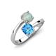 5 - Jianna 6.00 mm Cushion Blue Topaz and Round Opal 2 Stone Promise Ring 