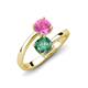 5 - Jianna 6.00 mm Cushion Lab Created Alexandrite and Round Lab Created Pink Sapphire 2 Stone Promise Ring 
