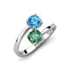 5 - Jianna 6.00 mm Cushion Lab Created Alexandrite and Round Blue Topaz 2 Stone Promise Ring 