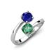 5 - Jianna 6.00 mm Cushion Lab Created Alexandrite and Round Blue Sapphire 2 Stone Promise Ring 