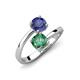 5 - Jianna 6.00 mm Cushion Lab Created Alexandrite and Round Iolite 2 Stone Promise Ring 