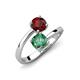 5 - Jianna 6.00 mm Cushion Lab Created Alexandrite and Round Red Garnet 2 Stone Promise Ring 