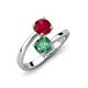 5 - Jianna 6.00 mm Cushion Lab Created Alexandrite and Round Ruby 2 Stone Promise Ring 
