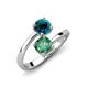 5 - Jianna 6.00 mm Cushion Lab Created Alexandrite and Round Blue Diamond 2 Stone Promise Ring 
