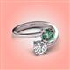 4 - Jianna 6.00 mm Cushion Lab Created Alexandrite and GIA Certified Round Natural Diamond 2 Stone Promise Ring 