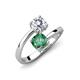 5 - Jianna 6.00 mm Cushion Lab Created Alexandrite and Round Forever Brilliant Moissanite 2 Stone Promise Ring 