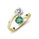 5 - Jianna 6.00 mm Cushion Lab Created Alexandrite and Round Forever Brilliant Moissanite 2 Stone Promise Ring 