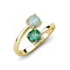 5 - Jianna 6.00 mm Cushion Lab Created Alexandrite and Round Opal 2 Stone Promise Ring 