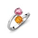 5 - Jianna 6.00 mm Cushion Citrine and Round Pink Tourmaline 2 Stone Promise Ring 