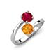 5 - Jianna 6.00 mm Cushion Citrine and Round Ruby 2 Stone Promise Ring 