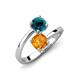 5 - Jianna 6.00 mm Cushion Citrine and Round Blue Diamond 2 Stone Promise Ring 
