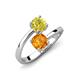 5 - Jianna 6.00 mm Cushion Citrine and Round Yellow Diamond 2 Stone Promise Ring 