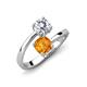 5 - Jianna 6.00 mm Cushion Citrine and IGI Certified Round Lab Grown Diamond 2 Stone Promise Ring 