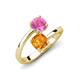 5 - Jianna 6.00 mm Cushion Citrine and Round Lab Created Pink Sapphire 2 Stone Promise Ring 