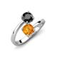 5 - Jianna 6.00 mm Cushion Citrine and Round Black Diamond 2 Stone Promise Ring 