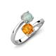 5 - Jianna 6.00 mm Cushion Citrine and Round Opal 2 Stone Promise Ring 