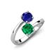 5 - Jianna 6.00 mm Cushion Lab Created Emerald and Round Blue Sapphire 2 Stone Promise Ring 
