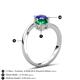 6 - Jianna 6.00 mm Cushion Lab Created Emerald and Round Blue Sapphire 2 Stone Promise Ring 