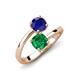 5 - Jianna 6.00 mm Cushion Lab Created Emerald and Round Blue Sapphire 2 Stone Promise Ring 