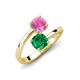 5 - Jianna 6.00 mm Cushion Lab Created Emerald and Round Lab Created Pink Sapphire 2 Stone Promise Ring 