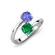 5 - Jianna 6.00 mm Cushion Lab Created Emerald and Round Tanzanite 2 Stone Promise Ring 
