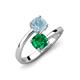 5 - Jianna 6.00 mm Cushion Lab Created Emerald and Round Aquamarine 2 Stone Promise Ring 